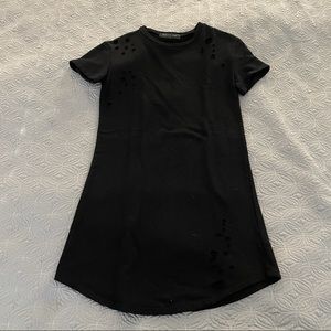 White Fox Black T-Shirt Dress